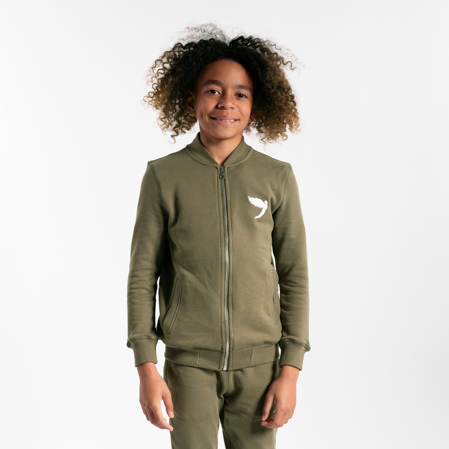 Kids Tracksuit Jacket Khaki (6793673080901)